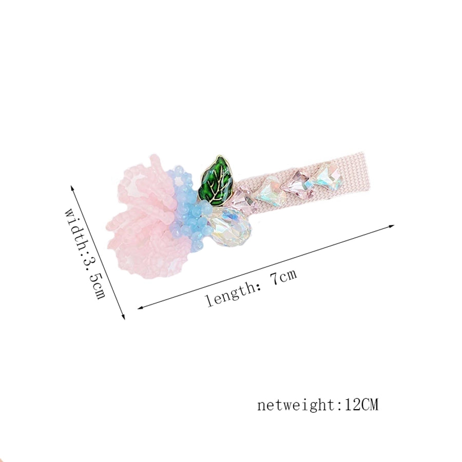 ig style sweet leaves flower artificial crystal alloy beaded inlay rhinestones hair clip