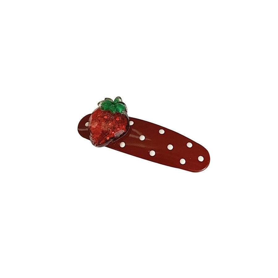 Sweet Women's Polka Dots Strawberry Alloy Inlay Rhinestones Hair Clip