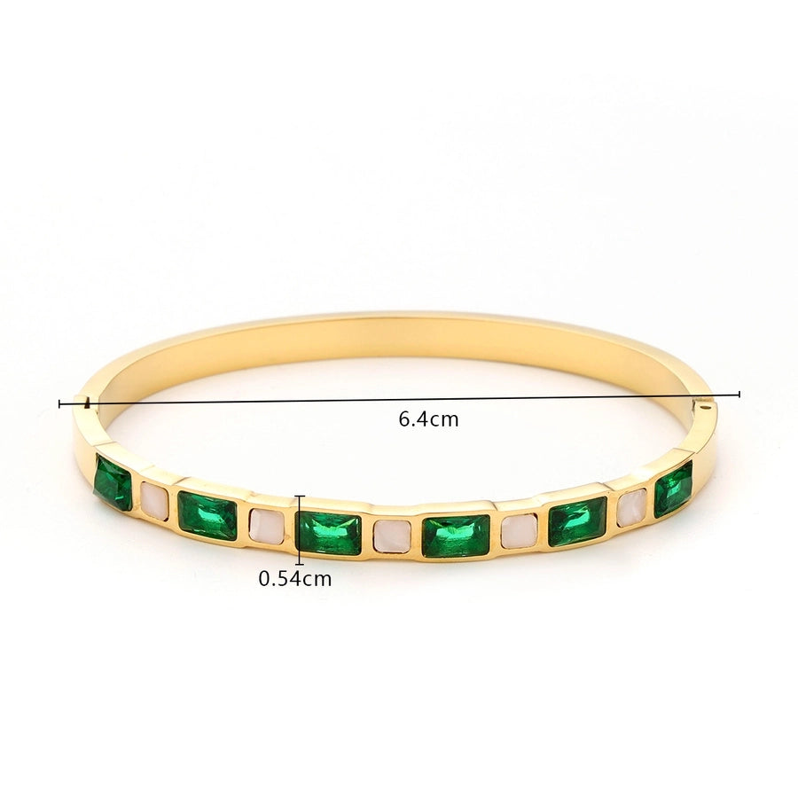 Elegant Geometric Square Leaves Titanium Steel Bangle In Bulk