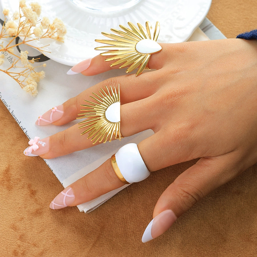 Jewelry Hip-Hop Modern Style Sector 304 Stainless Steel 14K Gold Plated Enamel Open Rings Rings