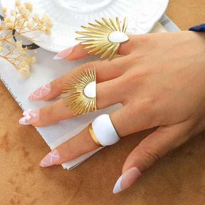 Jewelry Hip-Hop Modern Style Sector 304 Stainless Steel 14K Gold Plated Enamel Open Rings Rings