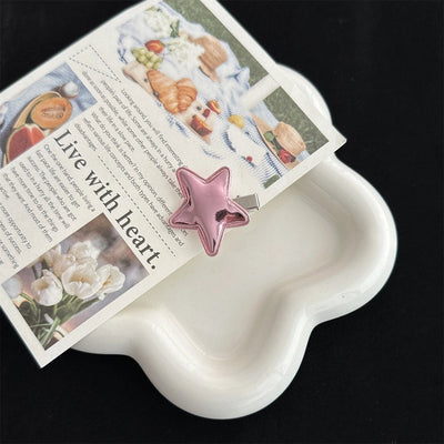 women's simple style pentagram pu leather hair clip