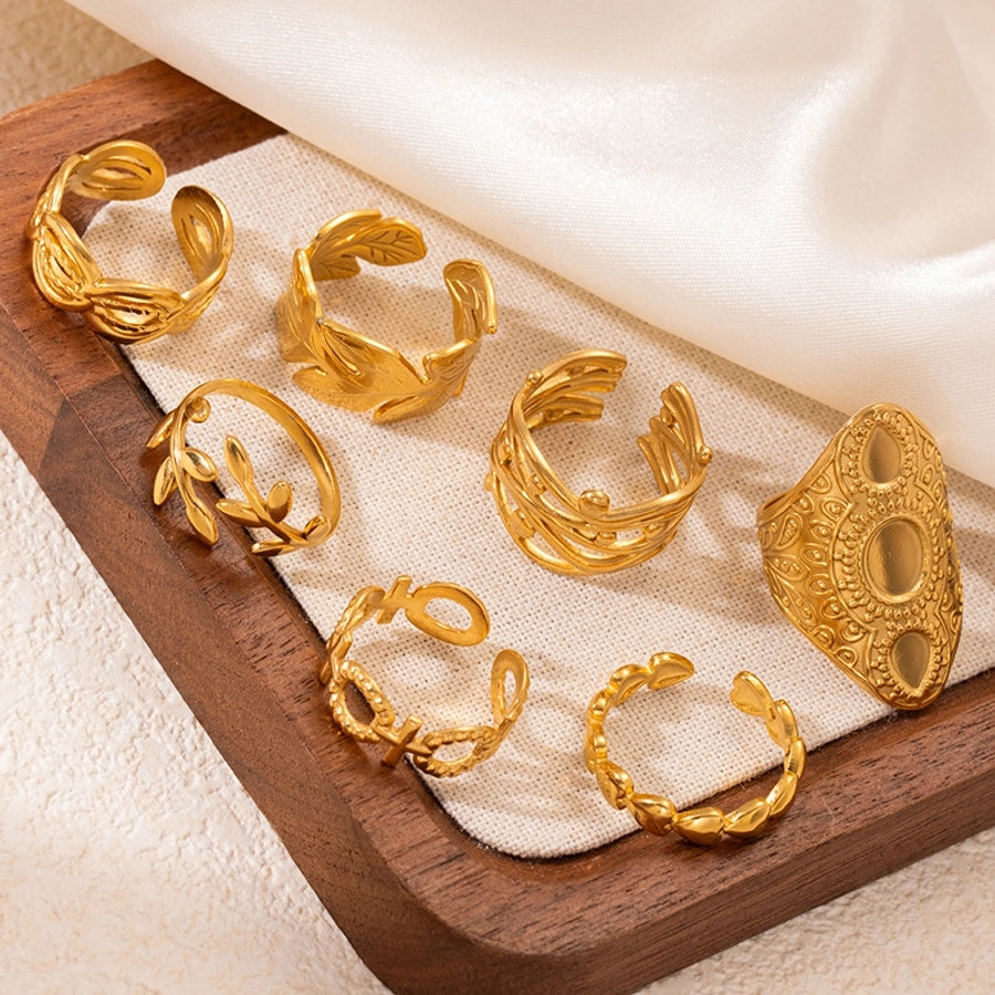 Jewelry Elegant Leaf Heart Shape Titanium Steel Open Rings