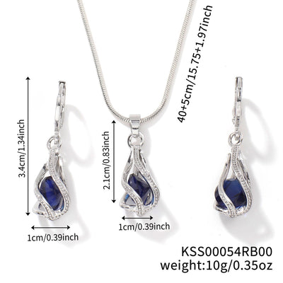 Copper Rhodium Plated Inlay Lantern Glass Jewelry Set