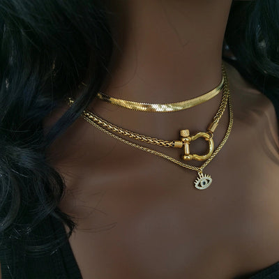 Jewelry Casual Retro Printing Titanium Steel 18K Gold Plated Necklace