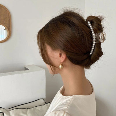simple style geometric artificial pearl handmade hair claws 1 piece