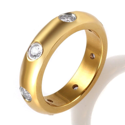 Jewelry Simple Style Geometric 304 Stainless Steel Zircon Plating Rings