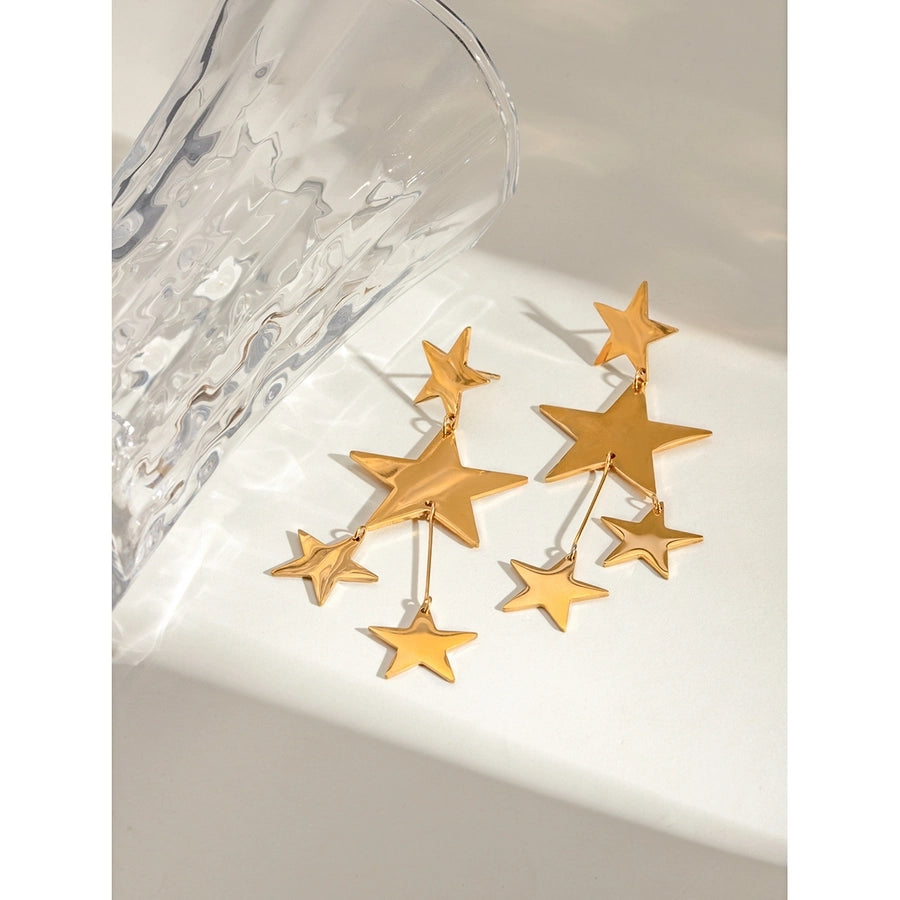1 Pair Classic Style Star 304 Stainless Steel Drop Earrings