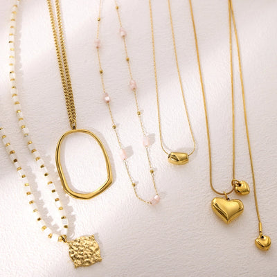 Jewelry Simple Style Geometric 304 Stainless Steel 18K Gold Plated Pendant Necklace