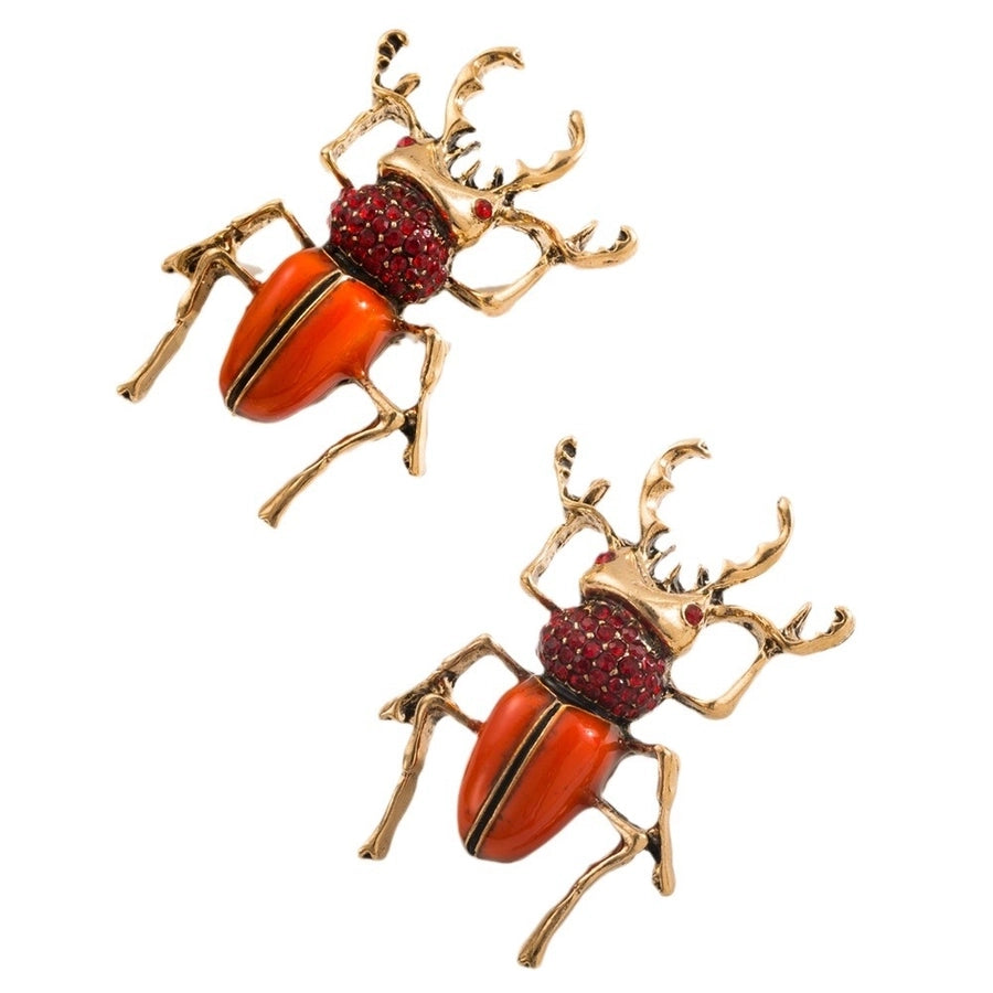 Dignified Sense of Design Alloy Dripping Oil Diamond Insect Stud Earrings Vintage Personal Influencer Beetle Earrings