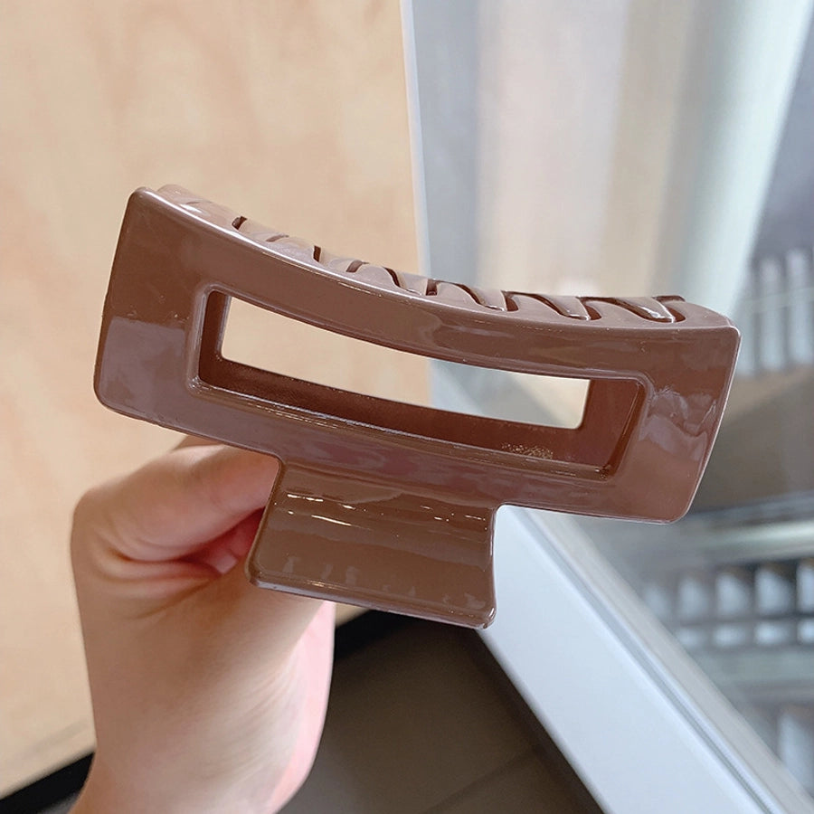 simple style solid color alloy resin hollow out hair claws