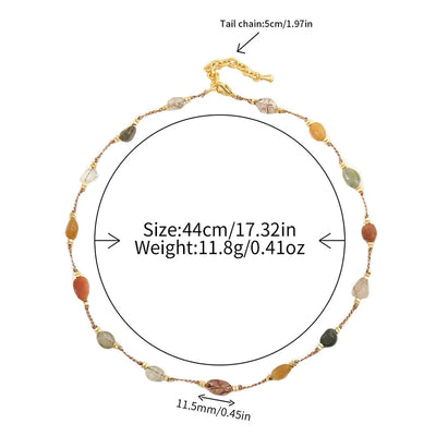 Casual Cute Commute Irregular 304 Stainless Steel natural stone Copper Woven Chain Necklace In Bulk