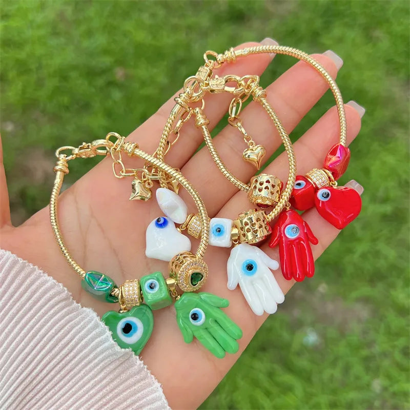 Copper Inlay Devil's Eye Zircon Bracelets