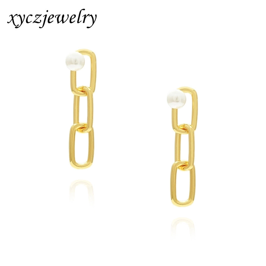 1 Pair Vintage Style Classic Style Geometric Plating Copper Pearl Drop Earrings