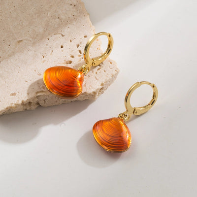 1 Pair Elegant Vacation Starfish Shell Copper 18K Gold Plated Drop Earrings