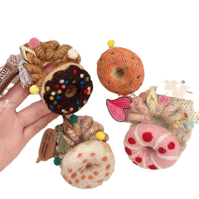 Cute Women's Letter Donuts Felt Hair Tie