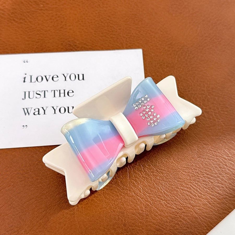 Women's Elegant Sweet Bow Knot Acetic acid sheets Inlay Rhinestones Hair Claws