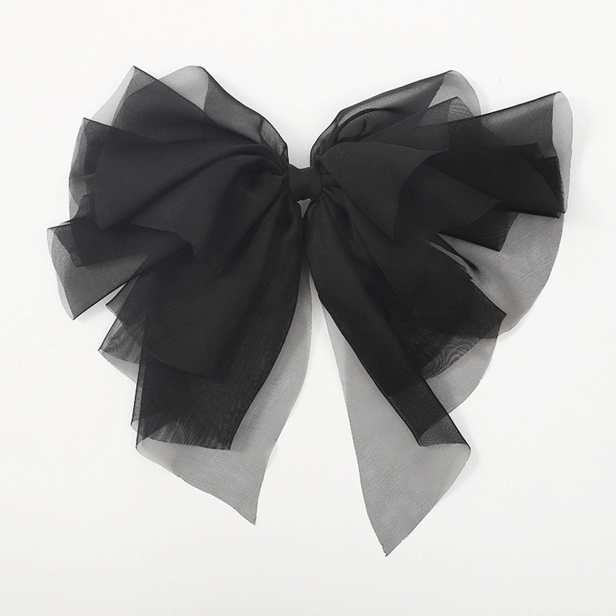 simple style bow knot polyester patchwork hair clip