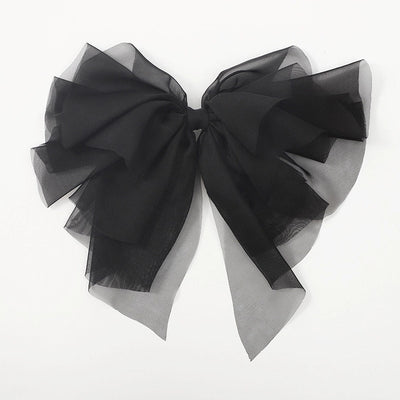 simple style bow knot polyester patchwork hair clip