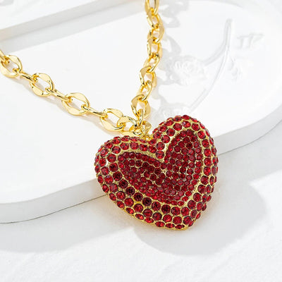 Jewelry IG Style Simple Style Heart Shape Copper Zircon 18K Gold Plated Inlay Pendant Necklace
