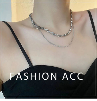 Jewelry Hip-Hop Simple Style Asymmetrical Titanium Steel Titanium Steel Silver Plated Asymmetrical Necklace