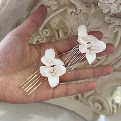 Women's Elegant Streetwear Flower Imitation Pearl Metal Hair Combs