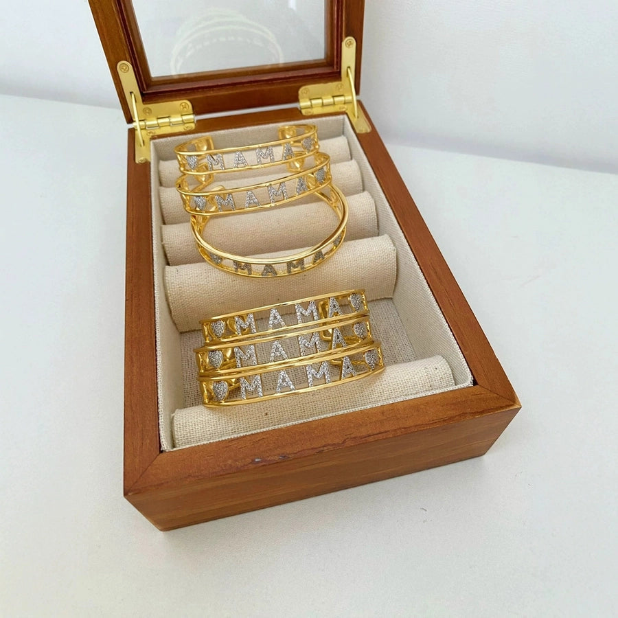 Jewelry Vintage Style Classic Style Letter Copper Zircon Mixed Metal Plating Bangle