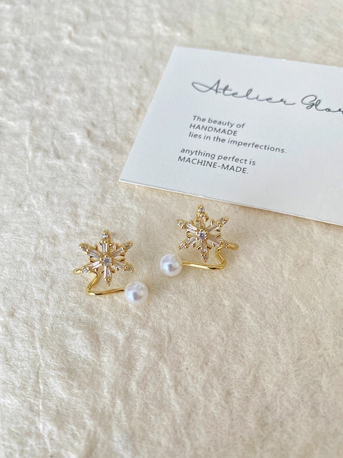 1 Pair Basic Geometric Plating Copper Imitation Pearl Zircon Earrings