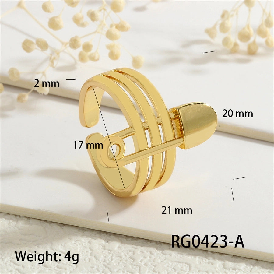 Copper Geometric Solid Color Open Rings