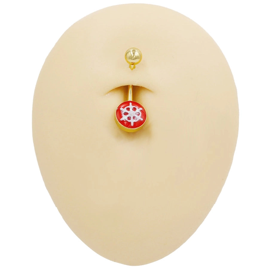 1 Piece Belly Rings Punk Simple Style Artistic Maple Leaf Rose 316 Stainless Steel  Alloy Epoxy Acrylic Rhinestones 18K Gold Plated