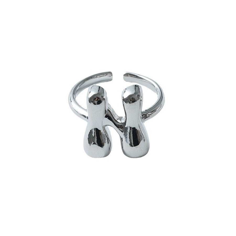 Copper Brass 18K Gold Plated Letter Open Rings