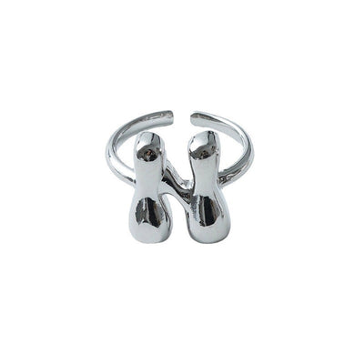 Copper Brass 18K Gold Plated Letter Open Rings