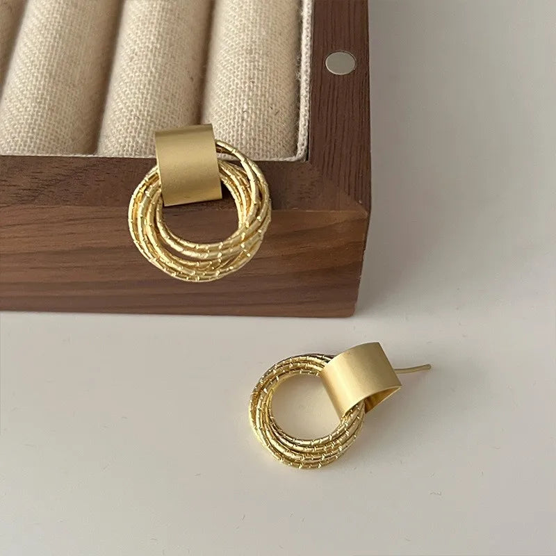 1 Pair Streetwear Geometric Heart Shape Plating Alloy Earrings