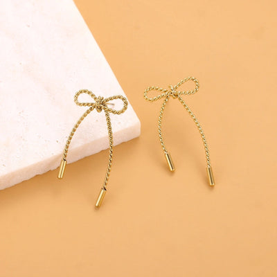 1 Pair Simple Style Bow Knot 304 Stainless Steel 18K Gold Plated Earrings