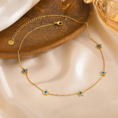 Jewelry Vintage Style Simple Style Heart Shape Eye Flower 201 Stainless Steel Necklace