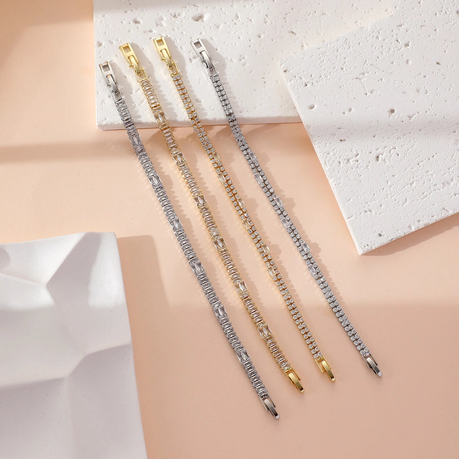 Copper Plating Inlay Geometric Zircon Bracelets