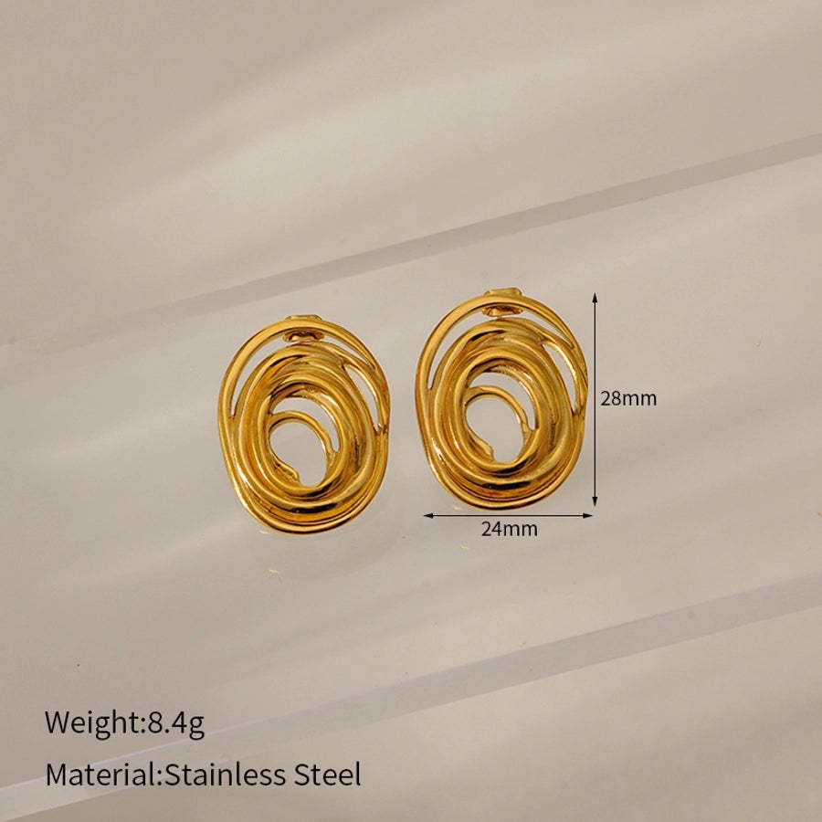 1 Pair Simple Style Classic Style Circle Heart Shape Spiral 304 Stainless Steel Ear Studs