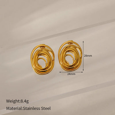 1 Pair Simple Style Classic Style Circle Heart Shape Spiral 304 Stainless Steel Ear Studs