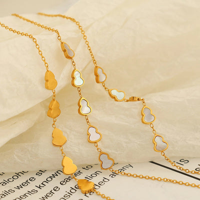 Jewelry IG Style Elegant French Style Gourd 304 Stainless Steel Shell 18K Gold Plated Polishing Pendant Necklace