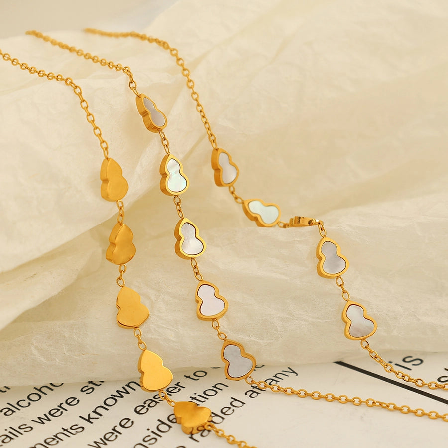 Jewelry IG Style Elegant French Style Gourd 304 Stainless Steel Shell 18K Gold Plated Polishing Pendant Necklace
