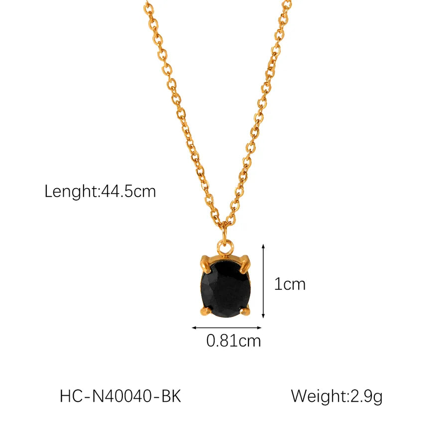 Wholesale Jewelry IG Style Simple Style Shiny Quadrilateral 304 Stainless Steel Titanium Steel Zircon 18K Gold Plated Pendant Necklace cable chain