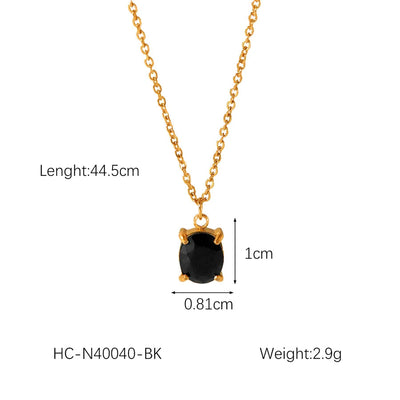Wholesale Jewelry IG Style Simple Style Shiny Quadrilateral 304 Stainless Steel Titanium Steel Zircon 18K Gold Plated Pendant Necklace cable chain
