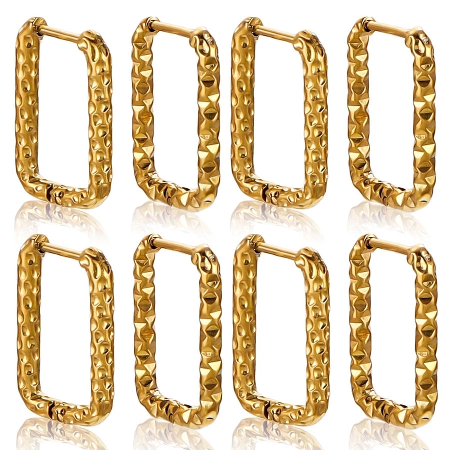 2 PCS/Package Simple Style Rectangle 304 Stainless Steel Earrings