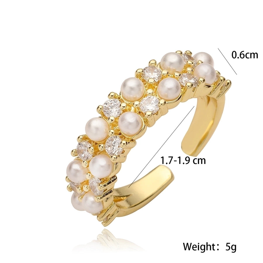 Copper Plating Inlay Geometric Star Heart Shape Zircon Open Rings