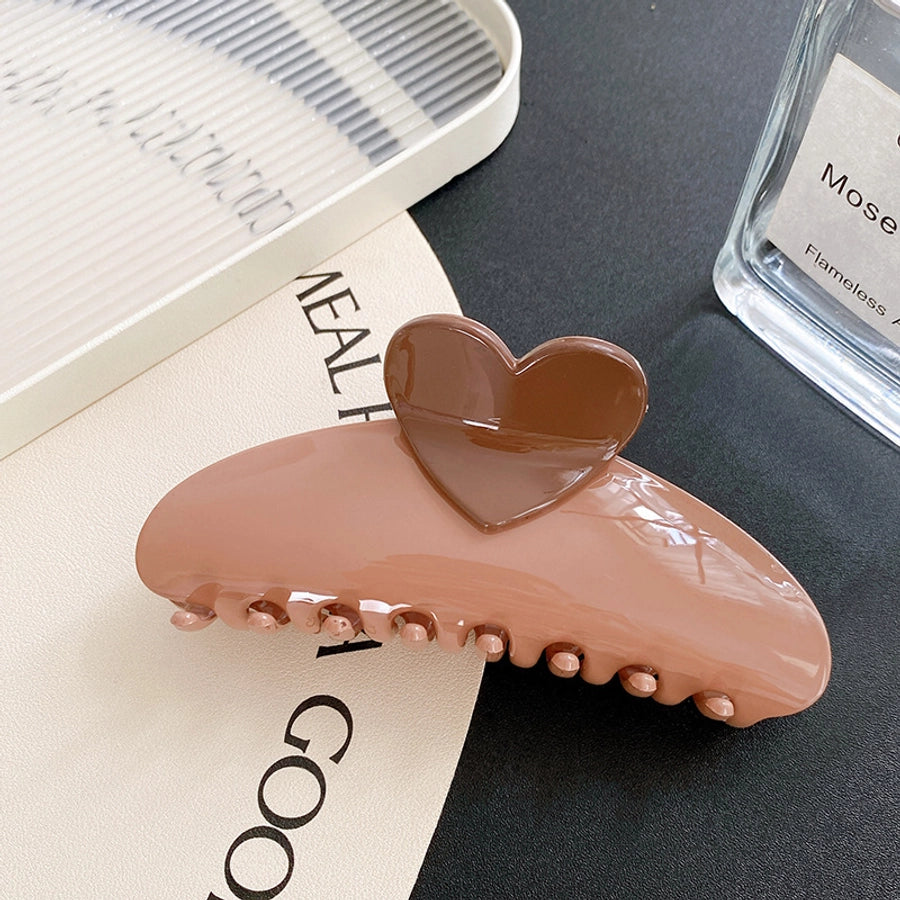 Women's Simple Style Heart Shape Plastic Resin Hair Claws