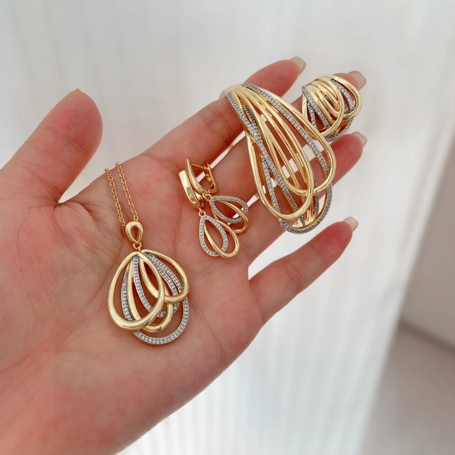 Jewelry Vintage Style Classic Style Geometric Copper Zircon Rings Earrings Necklace