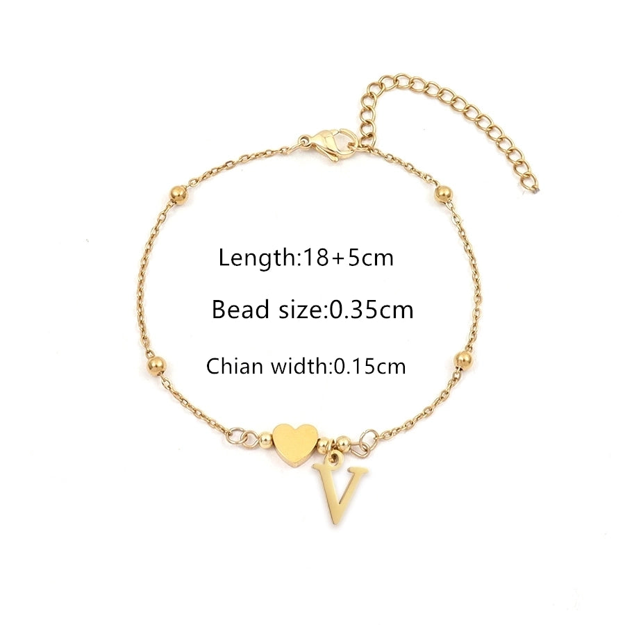 Casual Simple Style Classic Style Letter Heart Shape 201 Stainless Steel 304 Stainless Steel Bracelets In Bulk