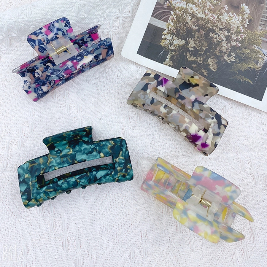 sweet color block rectangle acetic acid sheets handmade hair claws 1 piece