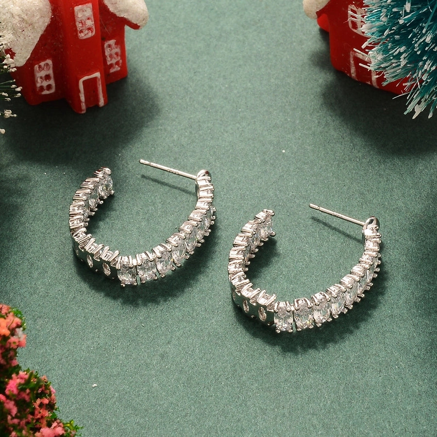 1 Pair Elegant Luxurious Simple Style Geometric Inlay Copper Zircon White K Ear Studs