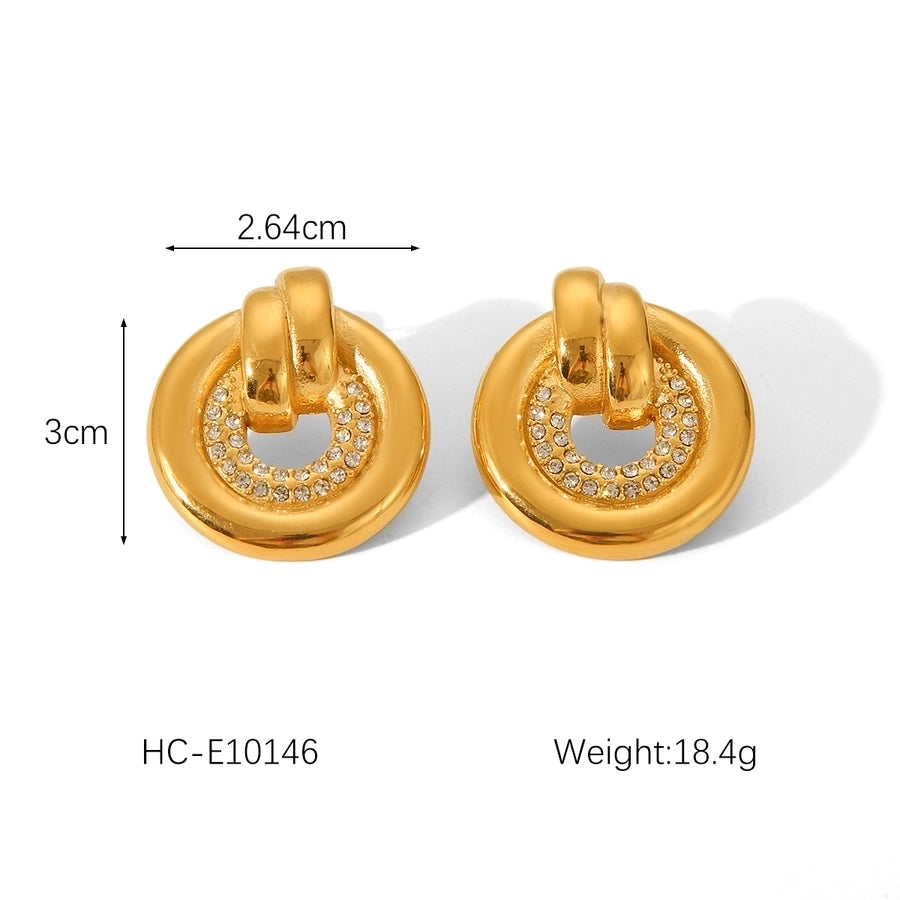 1 Pair IG Style Classic Style Round Flower Thread 304 Stainless Steel Titanium Steel 18K Gold Plated Ear Studs